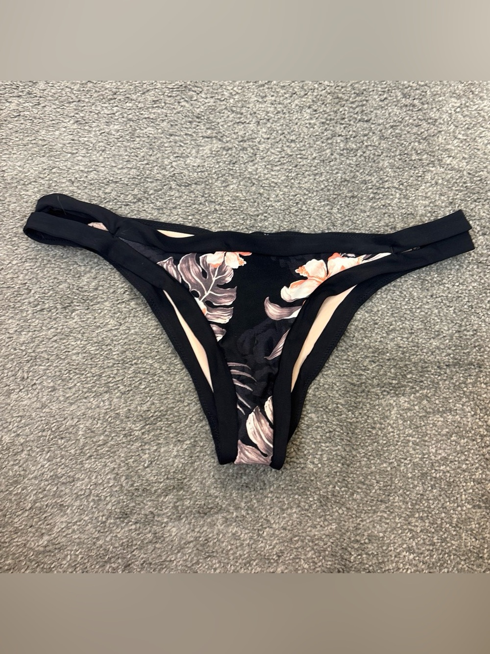 Seafolly Black Floral Bikini Bottom